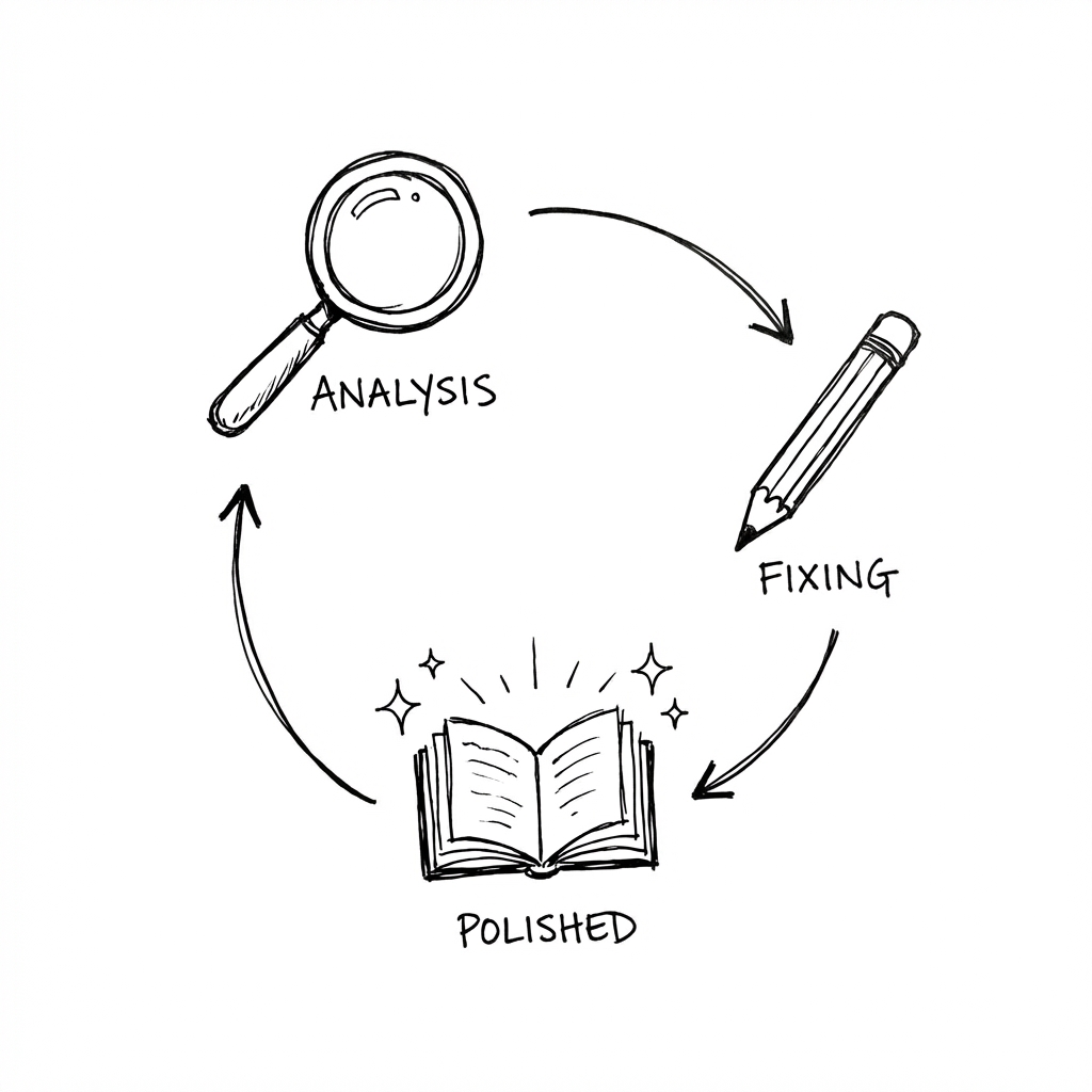 Diagnose, fix, polish, publish workflow